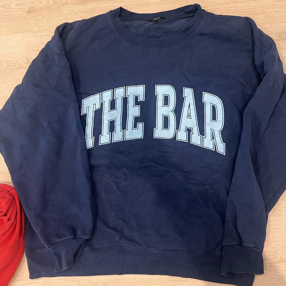 The Bar Navy Blue Crewneck Top